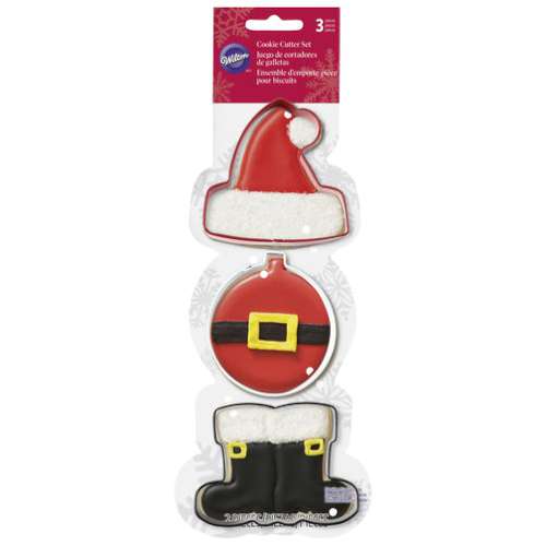 Santa Suit 3 pc Christmas Cookie Cutter Set - Click Image to Close